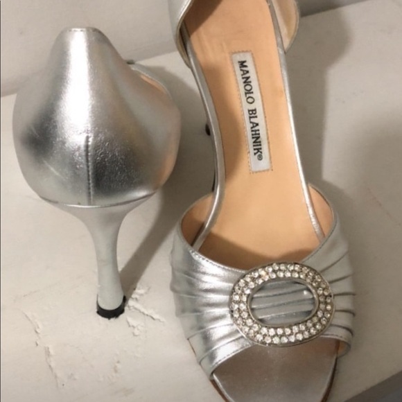 manolo blahnik sedaraby silver
